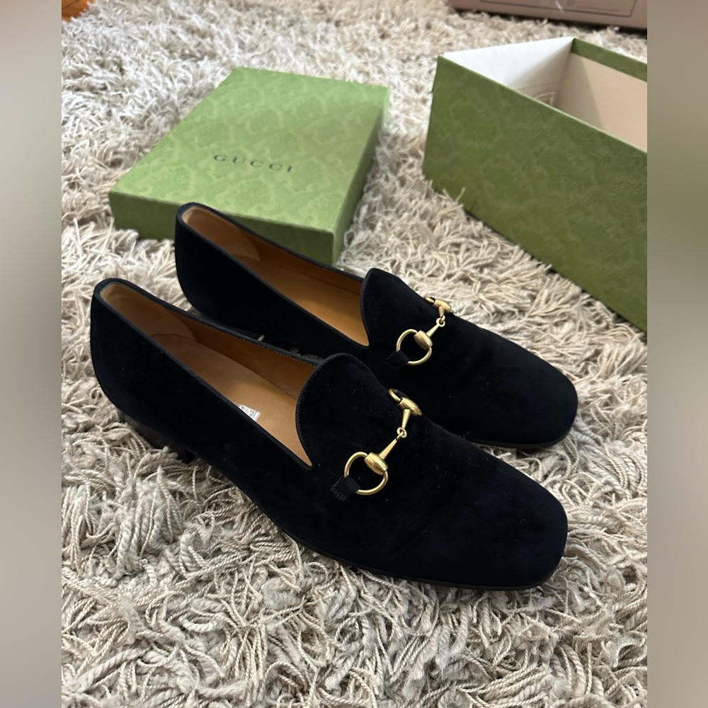 Gucci Jordaan Black Velvet Horsebit Loafers (Worn 1x) - Men’s Size 11 - Picture 2 of 9